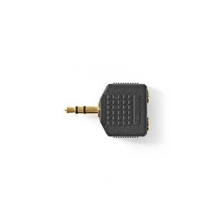 Stereo-Audioadapter | 3,5 mm Male | 2x 3,5 mm Female | Verguld | Recht | ABS | Zwart | 10 Stuks | Polybag