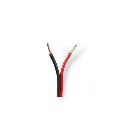 Speaker-Kabel | 2x 1.50 mm² | CCA | 100.0 m | Rond | PVC | Rood / Zwart | Folieverpakking