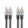 Stereo-Audiokabel | 2x RCA Male | 2x RCA Male | Verguld | 1.50 m | Rond | Antraciet | Doos