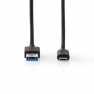 USB-Kabel | USB 3.2 Gen 1 | USB-A Male | USB-C™ Male | 60 W | 5 Gbps | Vernikkeld | 2.00 m | Rond | PVC | Zwart | Doos