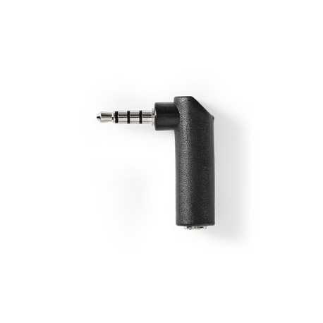 Stereo-Audioadapter | 3,5 mm Male | 3,5 mm Female | Vernikkeld | 90° Gehoekt | Metaal | Zwart | 10 Stuks | Polybag