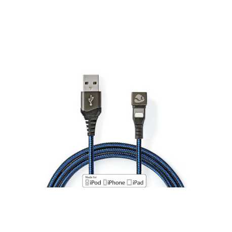 USB-Kabel | USB 2.0 | Apple Lightning 8-Pins | USB-A Male | 12 W | 480 Mbps | Vernikkeld | 1.00 m | Rond | Gevlochten / Nylon | 