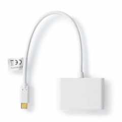 USB Multi-Port Adapter | USB 3.2 Gen 1 | USB-C™ Male | 2x USB-A | 1000 Mbps | 0.20 m | Rond | Vernikkeld | PVC | Wit | Blister