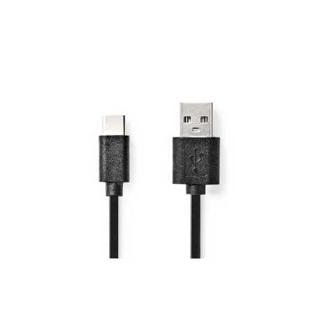 USB-Kabel | USB 2.0 | USB-C™ Male | USB-A Male | 15 W | 480 Mbps | Vernikkeld | 2.00 m | Rond | PVC | Zwart | Doos