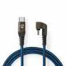 USB-Kabel | USB 2.0 | USB-C™ Male | USB-C™ Male | 480 Mbps | Verguld | 2.00 m | Rond | Gevlochten / Nylon | Blauw / Zwart | Cove