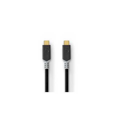 USB-Kabel | USB 3.2 Gen 2x2 | USB-C™ Male | USB-C™ Male | 100 W | 4K@60Hz | 20 Gbps | Verguld | 1.00 m | Rond | PVC | Antraciet 