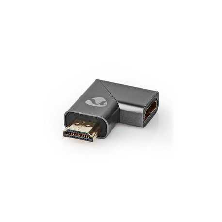 HDMI™-Adapter | HDMI™ Connector / HDMI™ Male | HDMI™ Female / HDMI™ Output | Verguld | Rechts Gehoekt | Aluminium | Gun Metal Gr