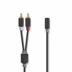 Stereo-Audiokabel | 2x RCA Male | 3,5 mm Female | Verguld | 1.00 m | Rond | Antraciet | Doos