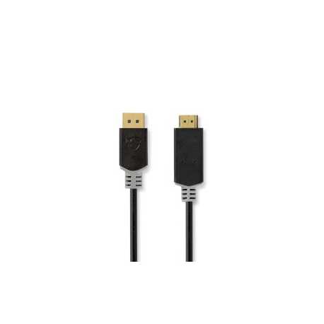 DisplayPort-Kabel | DisplayPort Male | HDMI™ Connector | 4K@30Hz | Verguld | 3.00 m | Rond | PVC | Antraciet | Doos