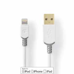 Lightning Kabel | USB 2.0 | Apple Lightning 8-Pins | USB-A Male | 480 Mbps | Verguld | 3.00 m | Rond | PVC | Grijs / Wit | Doos