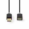 USB-Kabel | USB 2.0 | USB-A Male | USB-A Female | 480 Mbps | Verguld | 3.00 m | Rond | PVC | Antraciet | Doos