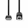 USB-Kabel | USB 2.0 | USB-C™ Male | USB-B Male | 480 Mbps | Vernikkeld | 2.00 m | Rond | PVC | Zwart | Doos