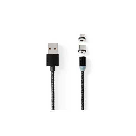 USB-Kabel | USB 2.0 | USB-A Male | USB Micro-B Male / USB-C™ Male | 10 W | No Data Transfer | Vernikkeld | 2.00 m | Rond | Nylon