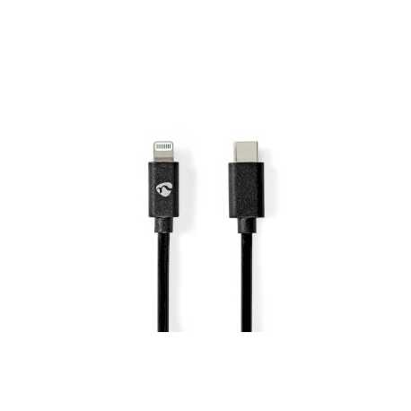 Lightning Kabel | USB 2.0 | Apple Lightning 8-Pins | USB-C™ Male | 480 Mbps | Vernikkeld | 2.00 m | Rond | PVC | Zwart | Envelop