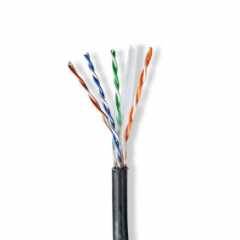 Netwerk Kabel Rol | CAT6 | Solid | U/UTP | CCA | 100.0 m | Buitenshuis | Rond | PE | Zwart | Gift Box