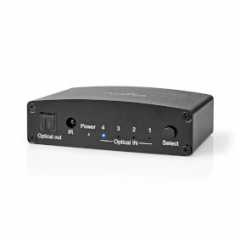 Digitale Audio-Switch | 4-wegs | Input: DC Power / 4x TosLink | Output: TosLink Female | Afstandsbediening / Drukknop / Manueel 
