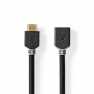 High Speed ​​HDMI™-Kabel met Ethernet | HDMI™ Connector | HDMI™ Female | 8K@60Hz | eARC | 48 Gbps | 1.00 m | Rond | PVC | Antrac