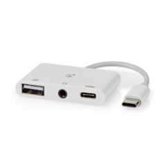USB Multi-Port Adapter | USB 2.0 | USB-C™ Male | USB-A Female / USB-C™ Female / 3,5 mm Female | 480 Mbps | 0.10 m | Rond | Verni