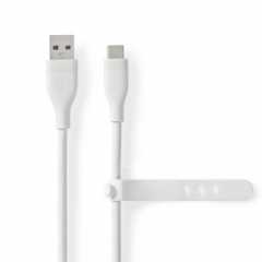 USB-Kabel | USB 2.0 | USB-A Male | USB-C™ Male | 15 W | 480 Mbps | Vernikkeld | 1.50 m | Rond | Silicone | Wit | Doos