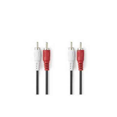 Stereo-Audiokabel | 2x RCA Male | 2x RCA Male | Vernikkeld | 10.0 m | Rond | Rood / Wit | Label