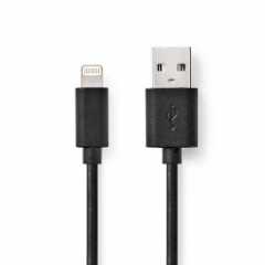 Lightning Kabel | USB 2.0 | Apple Lightning 8-Pins | USB-A Male | 480 Mbps | Vernikkeld | 2.00 m | Rond | PVC | Zwart | Label