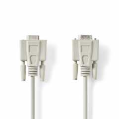 Seriële Kabel | D-SUB 9-Pins Male | D-SUB 9-Pins Female | Vernikkeld | 3.00 m | Rond | PVC | Ivoor | Label