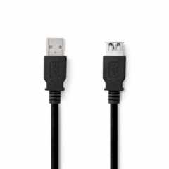 USB-Kabel | USB 3.2 Gen 1 | USB-A Male | USB-A Female | 5 Gbps | Vernikkeld | 1.00 m | Rond | PVC | Zwart | Label