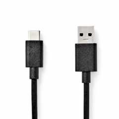 USB-Kabel | USB 3.2 Gen 1 | USB-A Male | USB-C™ Male | 15 W | 5 Gbps | Vernikkeld | 1.00 m | Rond | PVC | Zwart | Label