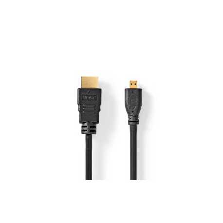High Speed ​​HDMI™-Kabel met Ethernet | HDMI™ Connector | HDMI™ Micro-Connector | 4K@30Hz | 10.2 Gbps | 1.50 m | Rond | PVC | Zw