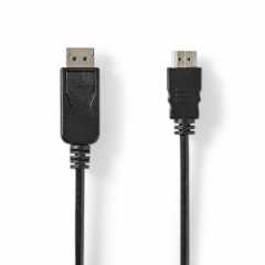 DisplayPort-Kabel | DisplayPort Male | HDMI™ Connector | 4K@30Hz | Vernikkeld | 2.00 m | Rond | PVC | Zwart | Label