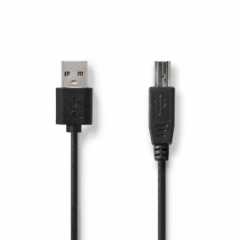 USB-Kabel | USB 2.0 | USB-A Male | USB-B Male | 480 Mbps | Vernikkeld | 3.00 m | Rond | PVC | Zwart | Label