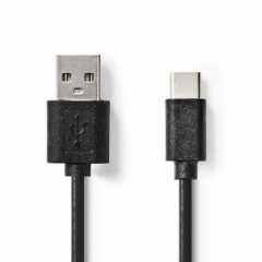 USB-Kabel | USB 2.0 | USB-A Male | USB-C™ Male | 5 W | 480 Mbps | Vernikkeld | 1.00 m | Rond | PVC | Zwart | Label