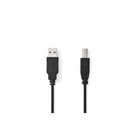 USB-Kabel | USB 2.0 | USB-A Male | USB-B Male | 10 W | 480 Mbps | Vernikkeld | 0.50 m | Rond | PVC | Zwart | Label