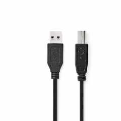 USB-Kabel | USB 3.2 Gen 1 | USB-A Male | USB-B Male | 5 Gbps | Vernikkeld | 2.00 m | Rond | PVC | Zwart | Doos