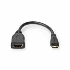 High Speed ​​HDMI™-Kabel met Ethernet | HDMI™ Mini-Connector | HDMI™ Output | 4K@30Hz | 10.2 Gbps | 0.20 m | Rond | PVC | Zwart 