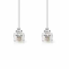 Telecomkabel | RJ11 Male | RJ11 Male | 10.0 m | Kabel design: Plat | Goud Verguld | Kabeltype: RJ11 | Wit | Doos