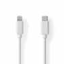 Lightning Kabel | USB 2.0 | Apple Lightning 8-Pins | USB-C™ Male | 480 Mbps | Vernikkeld | 1.00 m | Rond | PVC | Wit | Label