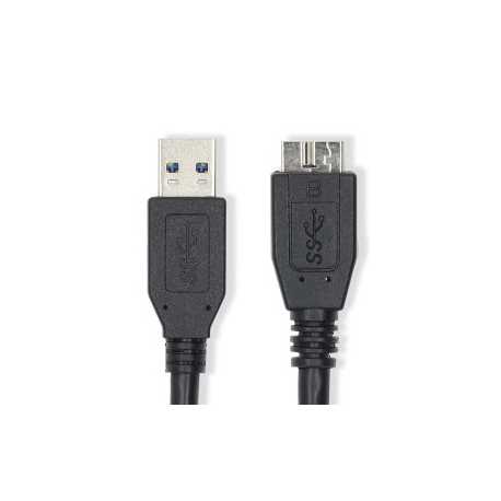 USB-Kabel | USB 3.2 Gen 1 | USB-A Male | USB Micro-B Male | 5 Gbps | Vernikkeld | 0.50 m | Rond | PVC | Zwart | Label