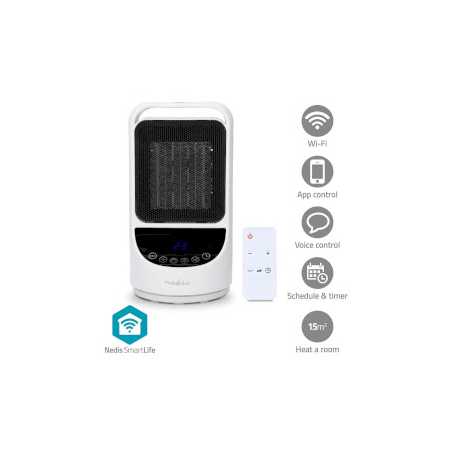 SmartLife keramische PTC-ventilatorkachel | Wi-Fi | 1500 W | 2 Warmte Standen | Zwenkfunctie | Display | 10 - 49 °C | Android™ /