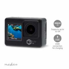 Action Cam | Dubbel scherm | 5K@30fps | 16 MPixel | Waterbestendig tot: 30.0 m | 80 min | Wi-Fi | App beschikbaar voor: Android™