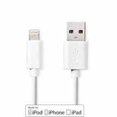 Lightning Kabel | USB 2.0 | Apple Lightning 8-Pins | USB-A Male | 480 Mbps | Vernikkeld | 3.00 m | Rond | PVC | Wit | Label