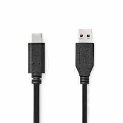 USB-Kabel | USB 3.2 Gen 2 | USB-A Male | USB-C™ Male | 60 W | 10 Gbps | Vernikkeld | 1.00 m | Rond | PVC | Zwart | Label