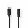 USB-C™ Adapter | USB 2.0 | USB-C™ Male | 3,5 mm Female | 1.00 m | Rond | Vernikkeld | PVC | Zwart | Label
