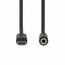 USB-C™ Adapter | USB 2.0 | USB-C™ Male | 3,5 mm Female | 1.00 m | Rond | Vernikkeld | PVC | Zwart | Label