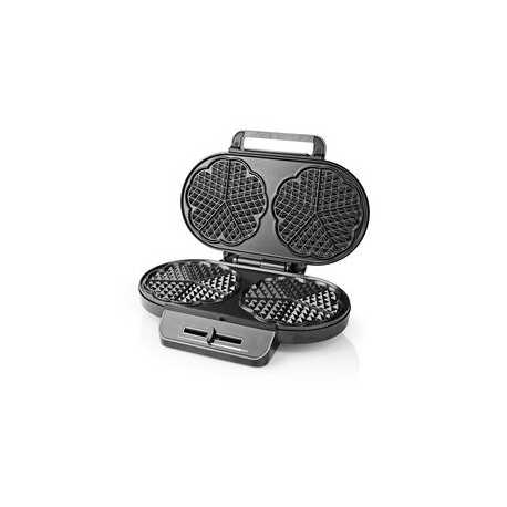 Wafelijzer | 2 x 5 Heart shaped waffles | 12 cm | 1200 W | Automatische temperatuurregeling | Kunststof / Metaal