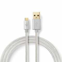 USB-Kabel | USB 2.0 | USB-A Male | USB Micro-B Male | 15 W | 480 Mbps | Verguld | 2.00 m | Rond | Gevlochten / Nylon | Aluminium
