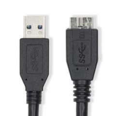 USB-Kabel | USB 3.2 Gen 1 | USB-A Male | USB Micro-B Male | 5 Gbps | Vernikkeld | 2.00 m | Rond | PVC | Blauw | Label