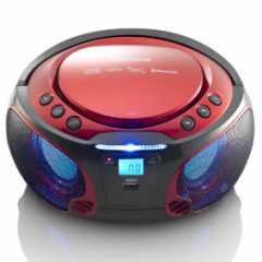SCD-550RD Draagbare FM-radio CD/MP3/USB/Bluetooth-speler® met LED-verlichting Rood