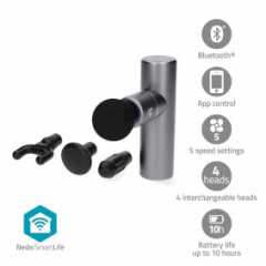 SmartLife Sportmassagepistool | Accu gevoed | N/A | Oplaadbaar | 5 Massage Modes | Bolvormige kop / Conische kop / Platte kop / 