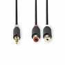 Stereo-Audiokabel | 3,5 mm Male | 2x RCA Female | Verguld | 0.20 m | Rond | Antraciet | Doos